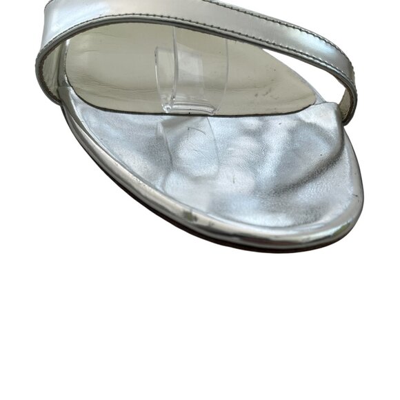 Tibi Scott Specchio Silver Leather Lace Up Kitten Heel Sandal - Picture 11 of 13